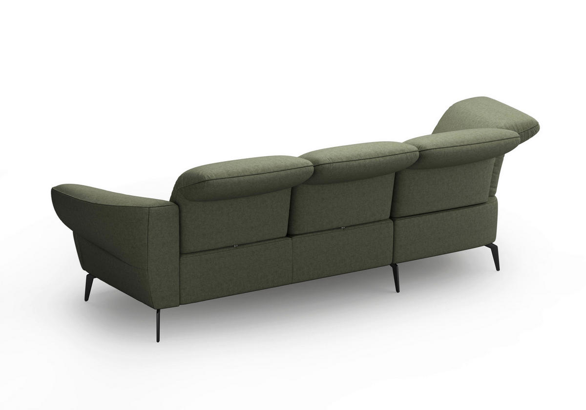 ECKSOFA DANCE E Olivgrün Flachgewebe  - Schwarz/Olivgrün, MODERN, Textil/Metall (208/313cm) - Sit & More