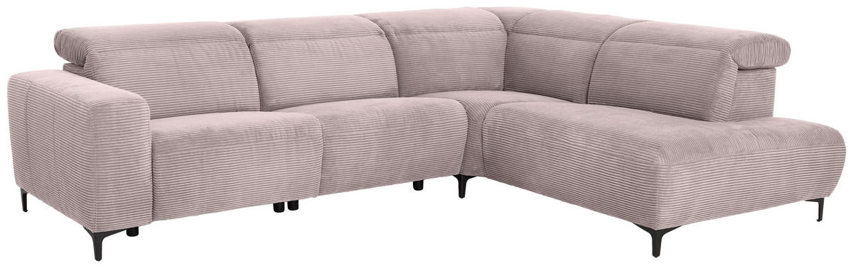 ECKSOFA Rosa Cord  - Schwarz/Rosa, Design, Textil (290/223cm) - Pure Home Lifestyle