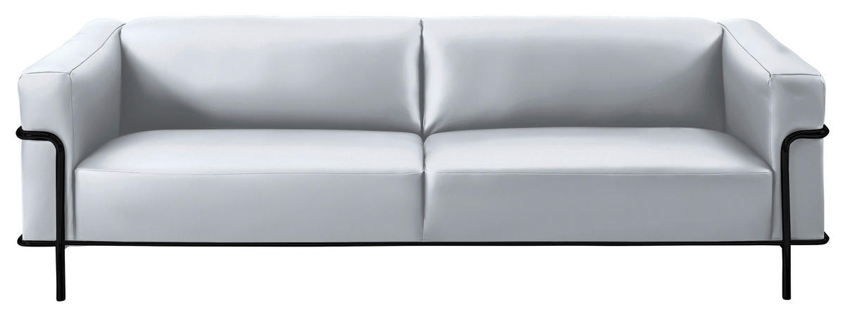 3-SITZER-SOFA in Echtleder Weiss  - Weiss/Schwarz, Design, Leder/Metall (236/67/96cm) - Johann Jakob