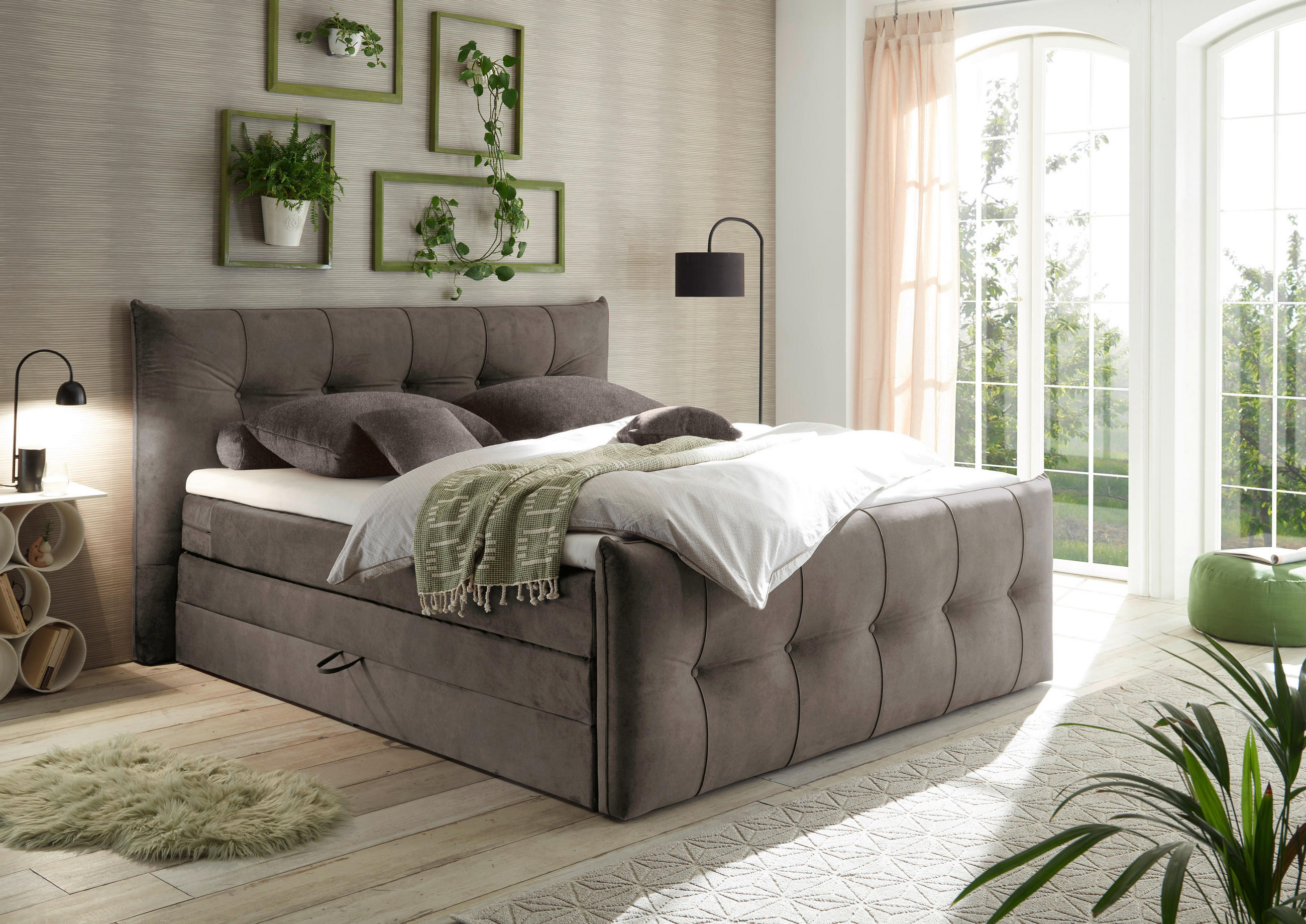BOXSPRINGBETT 180/200 cm  in Braun  - Schwarz/Braun, KONVENTIONELL, Kunststoff/Textil (180/200cm) - Esposa
