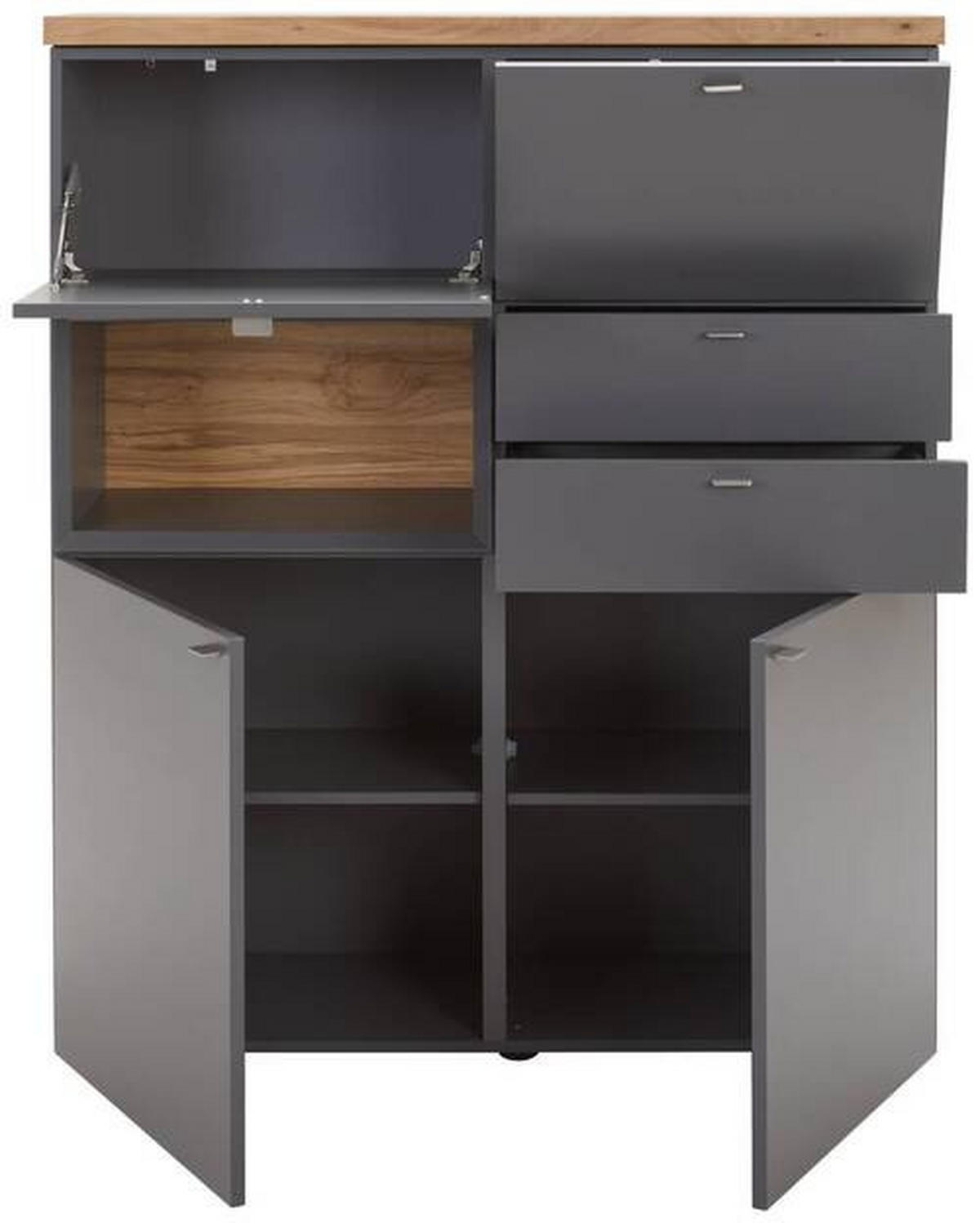 HIGHBOARD  in 120/142/43 cm  - Schieferfarben/Edelstahlfarben, Design, Holz/Metall (120/142/43cm) - Venjakob