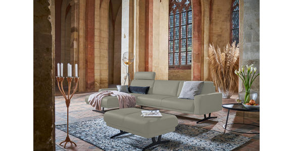 ECKSOFA in Echtleder Hellgrau  - Anthrazit/Hellgrau, KONVENTIONELL, Leder/Metall (182/324cm) - Ambiente