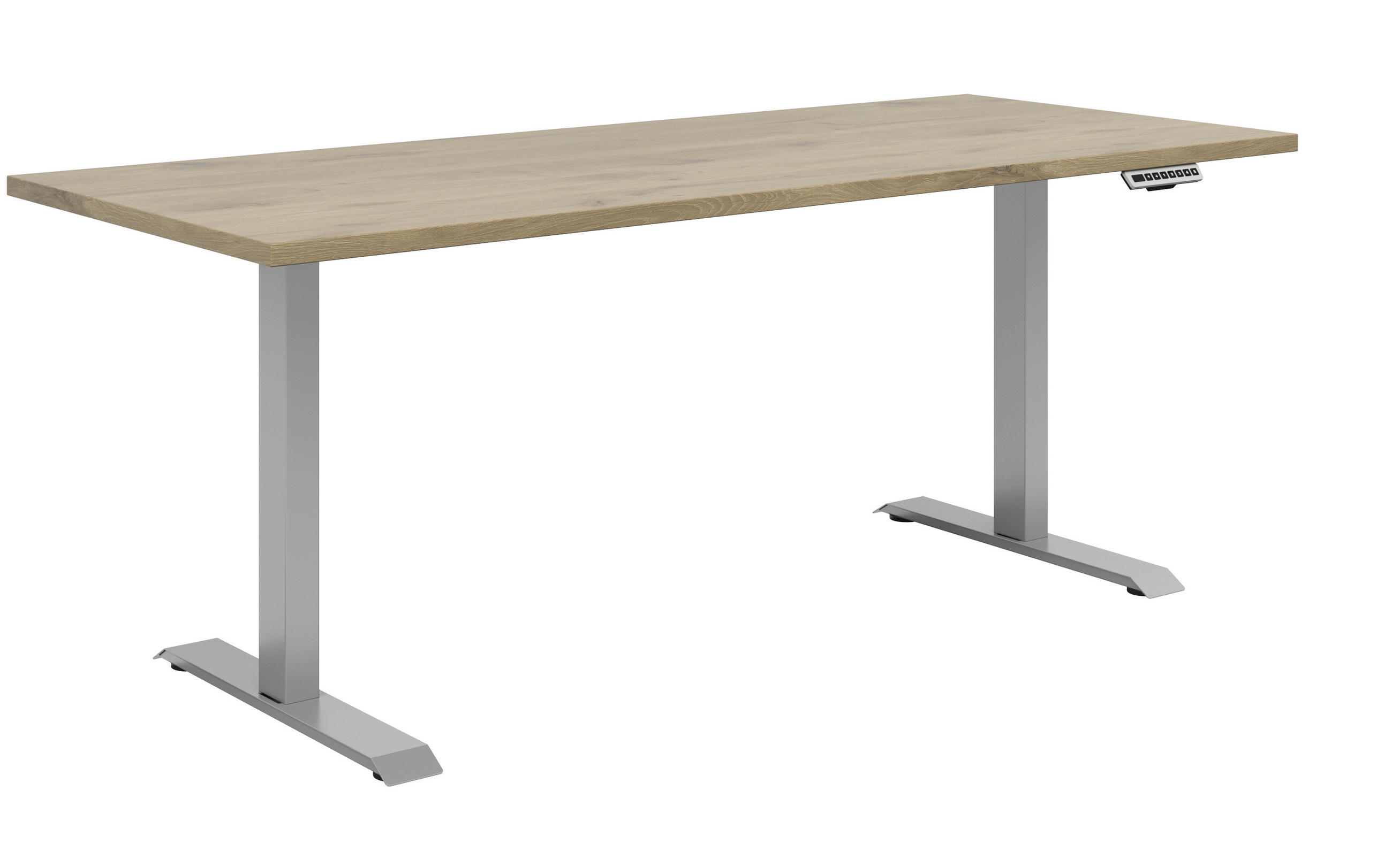 SCHREIBTISCH 175/80/72 cm  in Eichefarben  - Eichefarben/Silberfarben, KONVENTIONELL, Holzwerkstoff/Metall (175/80/72cm) - Voleo