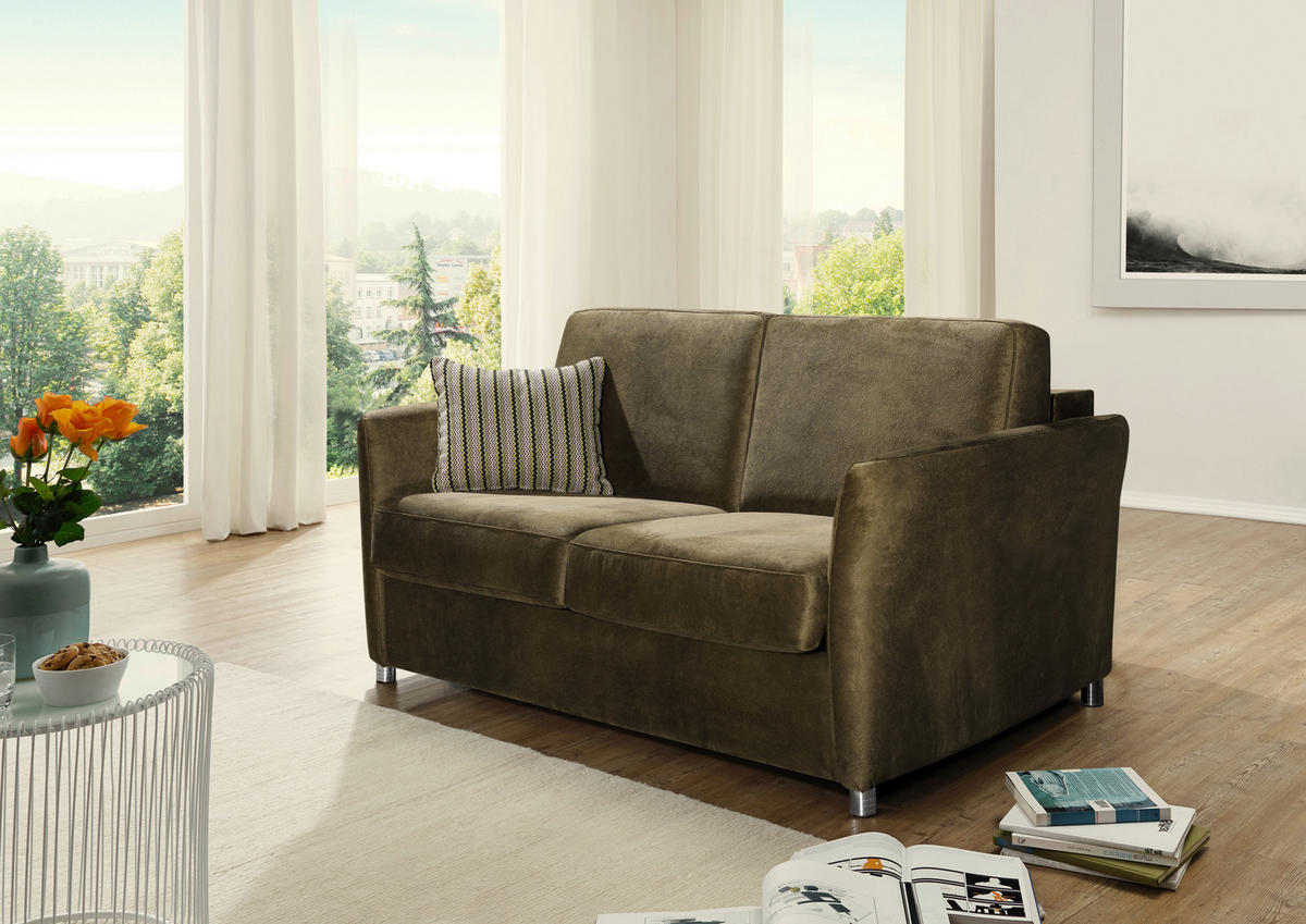 SCHLAFSOFA Mikrofaser Grün  - Chromfarben/Grün, KONVENTIONELL, Textil/Metall (162/86/97cm) - Novel