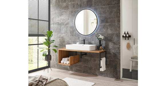 WASCHBECKENUNTERSCHRANK 135/45/47 cm  - Eichefarben/Schwarz, Natur, Holz/Metall (135/45/47cm) - Linea Natura