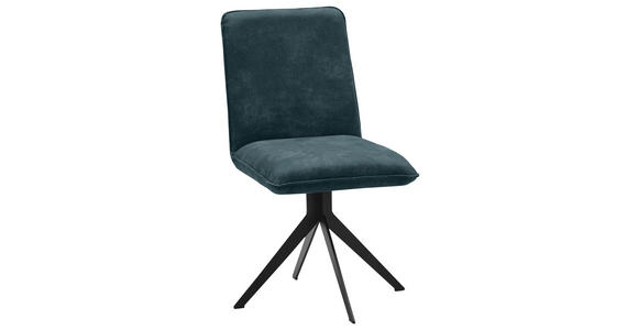 STUHL  Stoffauswahl, Typenauswahl Lederlook  - Petrol/Schwarz, Design, Textil/Metall (46,5/87/64cm) - Voleo