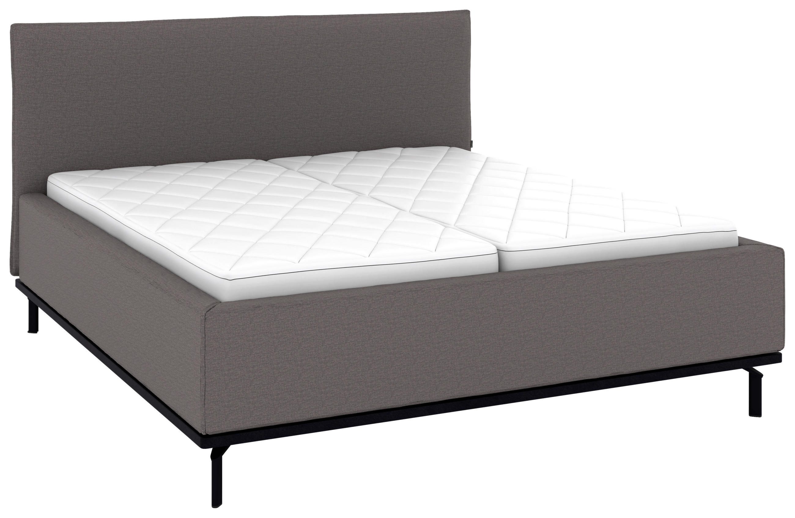 POLSTERBETT 180/200 cm,  in Graubraun, Matratze, Lattenrost, Bettkasten, H2 + H3 = mittel + fest  - Graubraun/Graphitfarben, Design, Holz/Textil (180/200cm) - Musterring