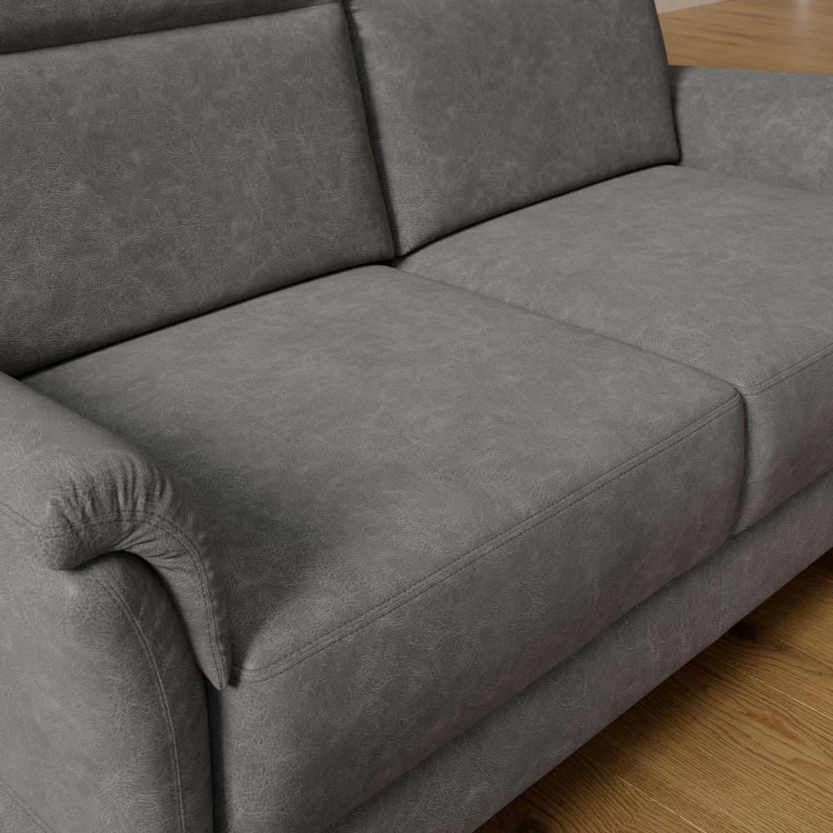 2,5-SITZER Mikrofaser Dunkelgrau  - Dunkelgrau/Schwarz, KONVENTIONELL, Kunststoff/Textil (170/99/91cm) - Elegando