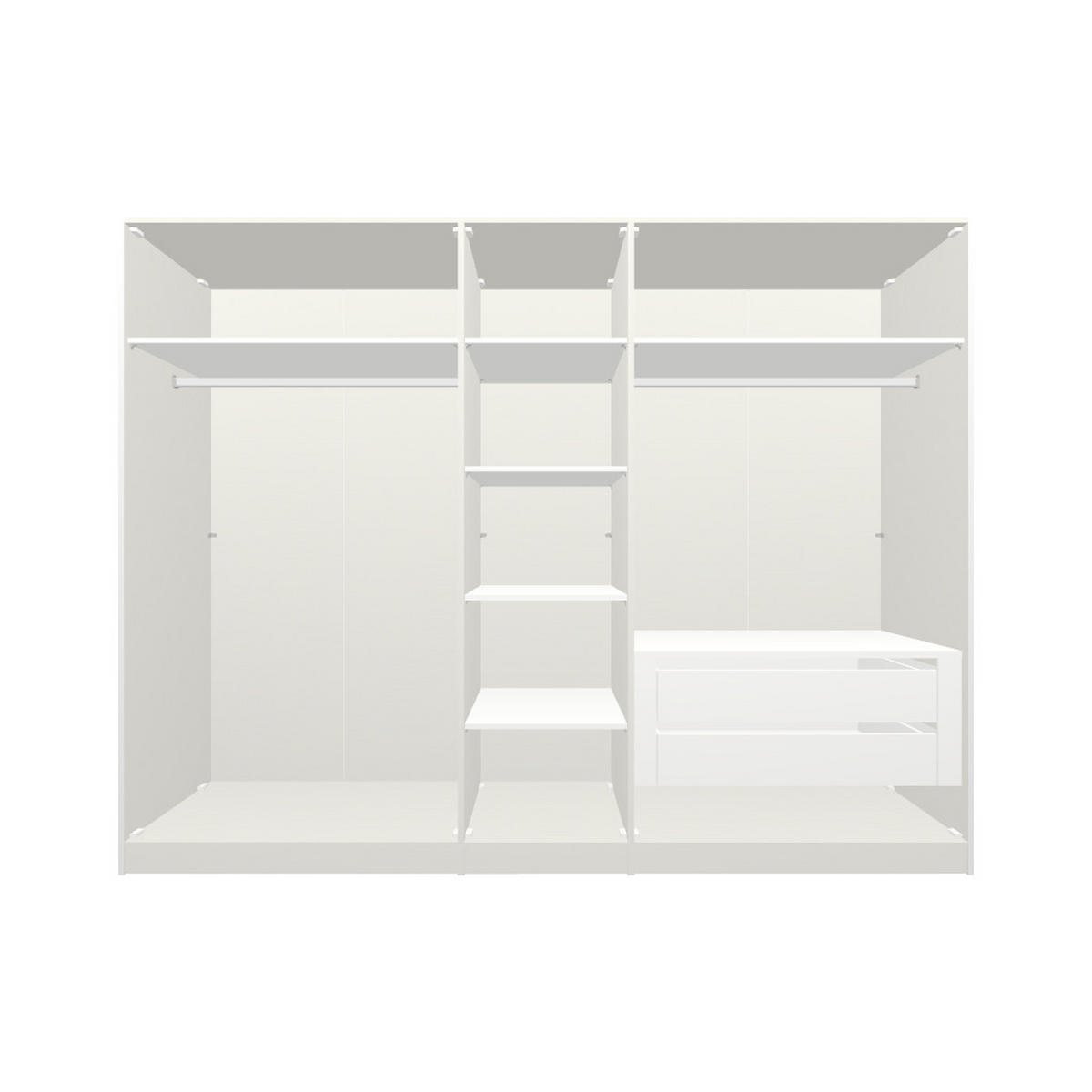 DREHTÜRENSCHRANK 253/195/59 cm 5-türig Weiß  - Chromfarben/Weiß, Design, Glas/Holzwerkstoff (253/195/59cm) - Boxxx