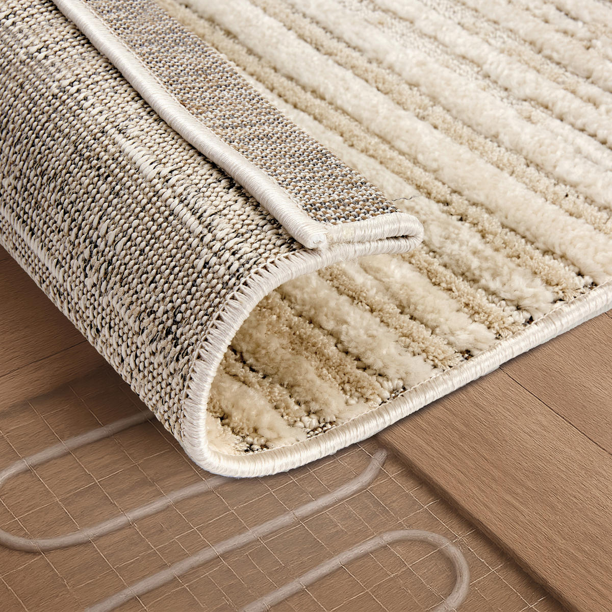 WEBTEPPICH 133/190 cm Lou Creme, Grau rechteckig  - Creme/Grau, Basics, Kunststoff/Textil (133/190cm) - Astra