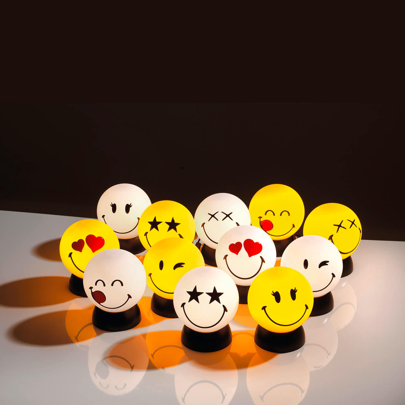 KINDERTISCHLEUCHTE 2001 SMILEY  - Weiß Hochglanz/Schwarz, Basics, Kunststoff (15/15/20cm)