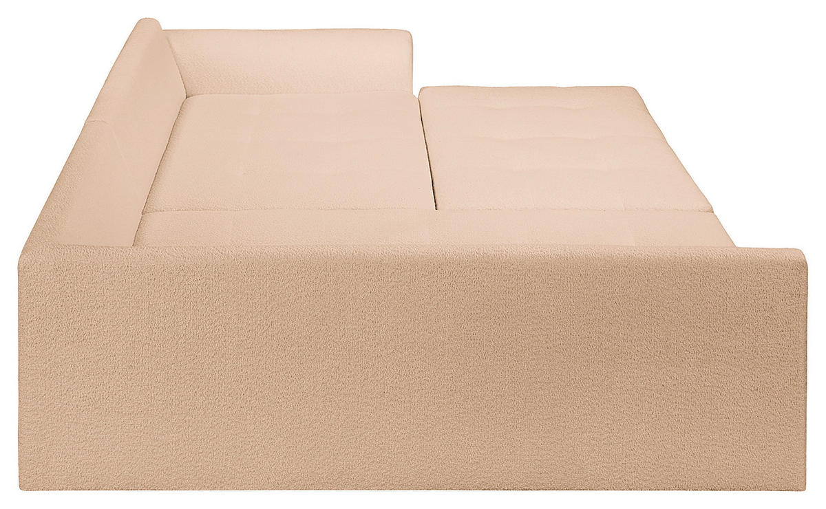 ECKSOFA inkl. Hocker Ariella Beige Bouclé  - Beige/Naturfarben, Design, Holz/Textil (161/231cm) - Livetastic