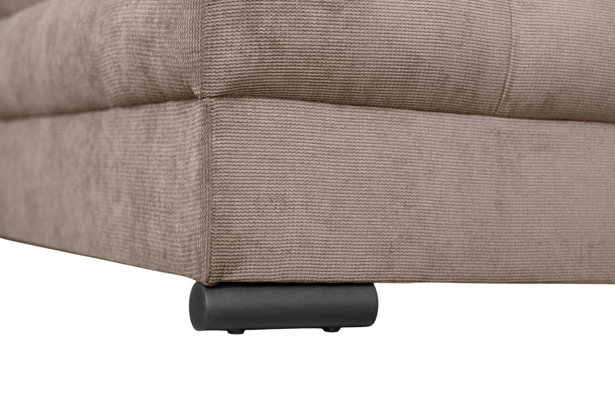 ECKSOFA ATLANTA Braun Struktur Liegefläche im Originalstoff  - Schwarz/Braun, Design, Textil/Metall (202/298cm) - MID.YOU