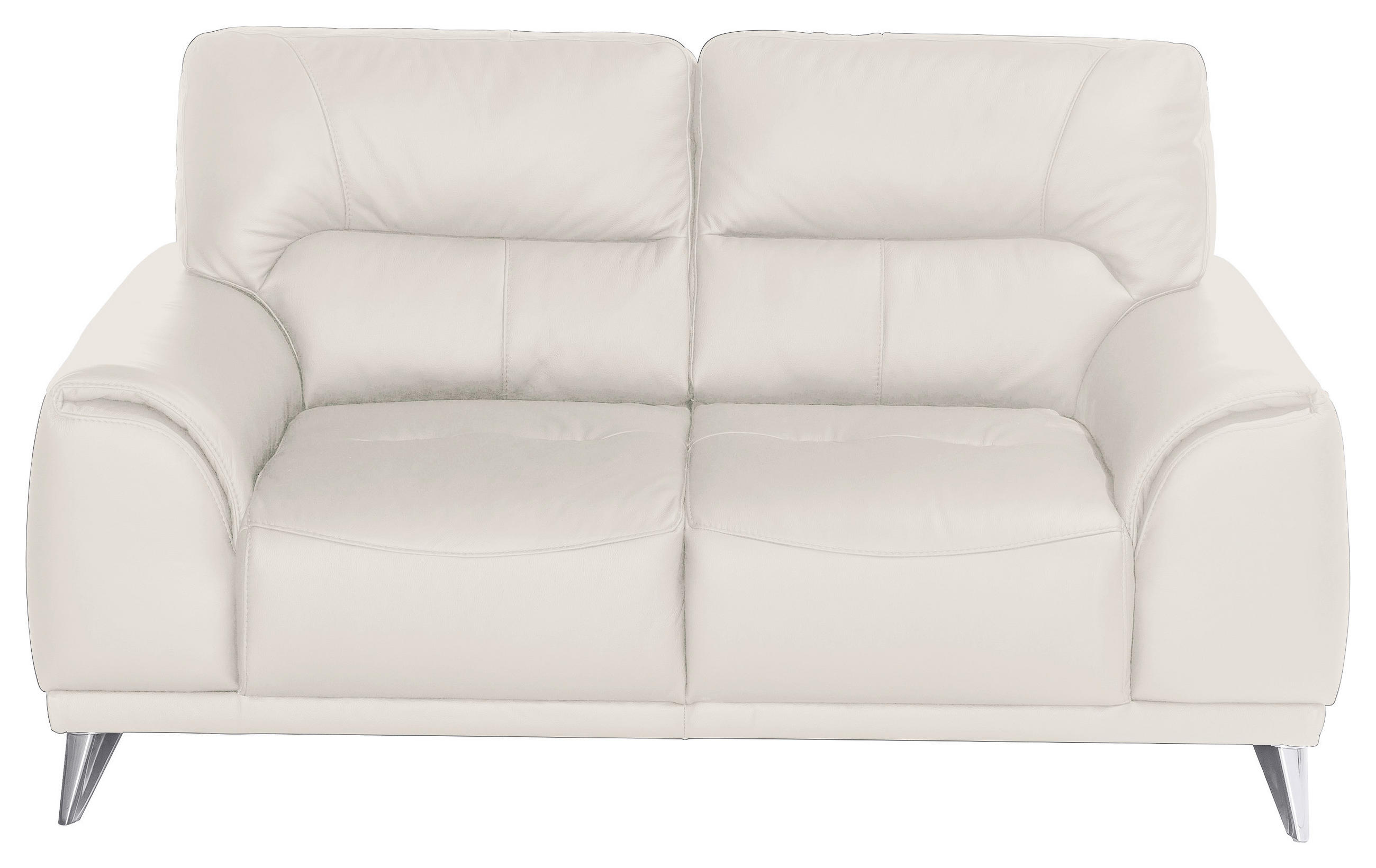 2-SITZER-SOFA in Lederlook Weiss - Chromfarben/Weiss, Modern, Textil/Metall (166/92/96cm) - MID.YOU
