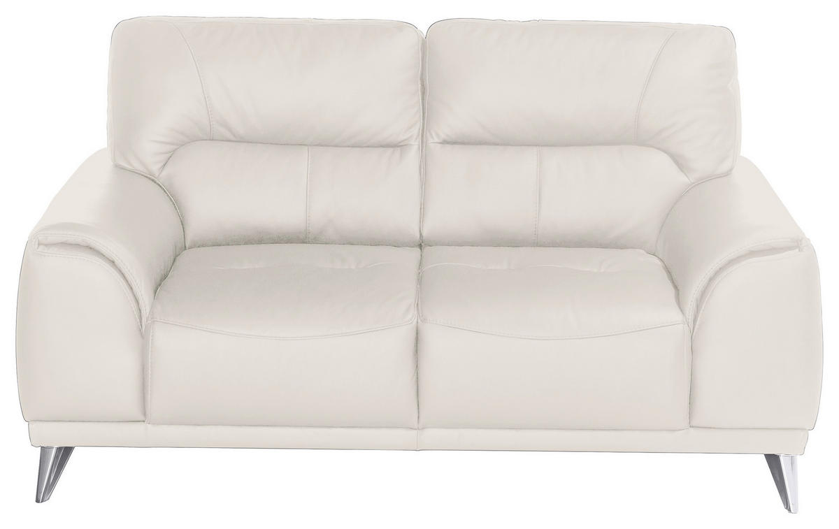 2-SITZER-SOFA in Lederlook Weiss  - Chromfarben/Weiss, Modern, Textil/Metall (166/92/96cm) - MID.YOU