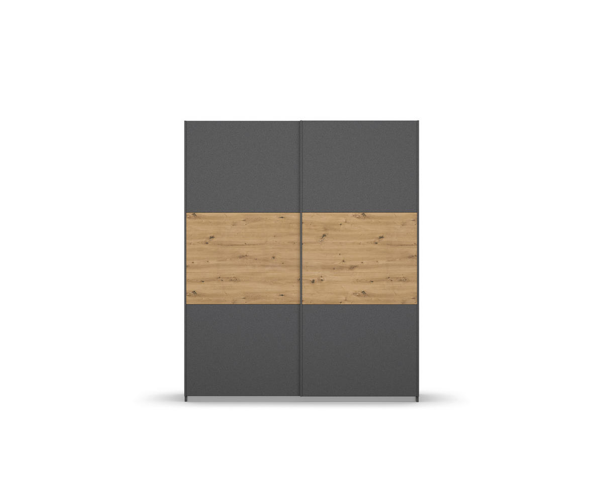 SCHWEBETÜRENSCHRANK  in Grau, Eiche Artisan  - Eiche Artisan/Grau, MODERN, Holzwerkstoff/Metall (175/210/54cm) - Rauch Möbel