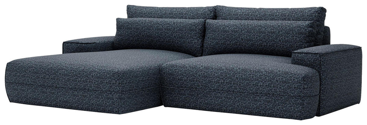 ECKSOFA in Struktur Blau  - Blau/Schwarz, Design, Kunststoff/Textil (156/272cm) - Livetastic