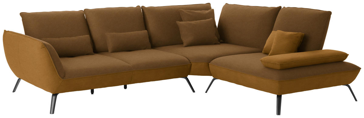 ECKSOFA in Flachgewebe Orange  - Schwarz/Orange, Design, Textil/Metall (310/250cm) - Moderano