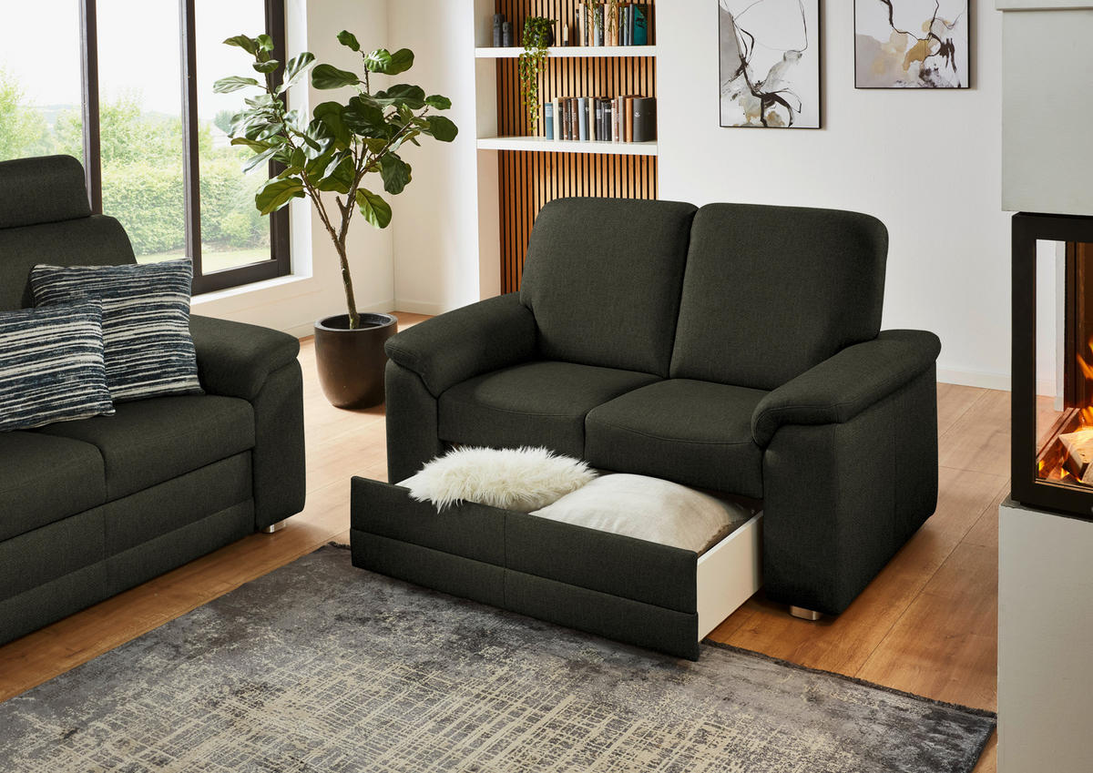 2-SITZER-SOFA Chenille Dunkelgrün  - Dunkelgrün/Alufarben, Konventionell, Textil/Metall (156/96/89cm) - Beldomo Comfort