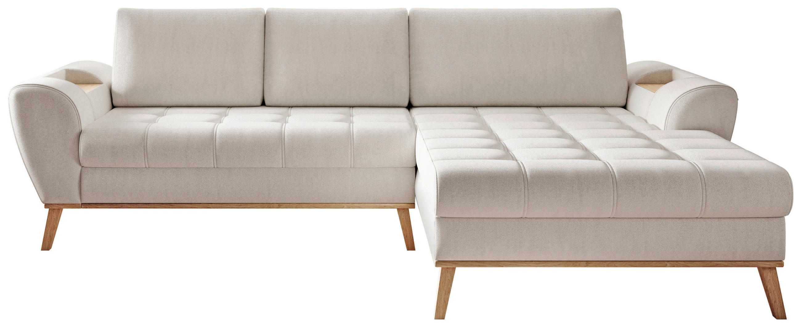 ECKSOFA in Webstoff Creme - Eichefarben/Creme, Design, Holz/Textil (282/175cm) - Carryhome