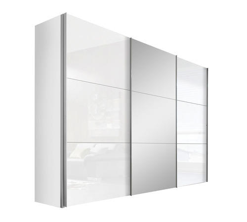 SCHWEBETÜRENSCHRANK 3-türig Weiß - Alufarben/Weiß, KONVENTIONELL, Glas/Holzwerkstoff (300/216/68cm) - Hom`in
