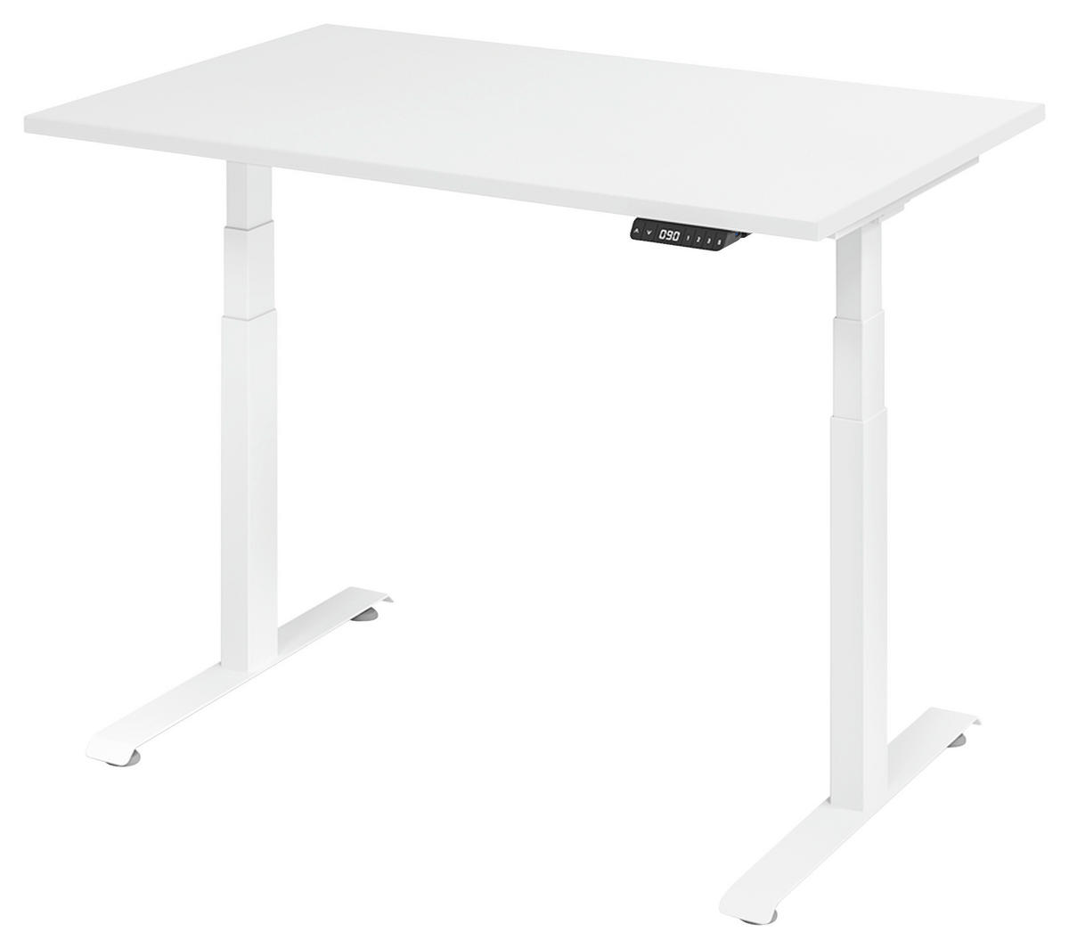 SCHREIBTISCH höhenverstellbar  - Weiß, KONVENTIONELL, Holzwerkstoff/Metall (120/80/64,5-129,5cm) - Venda