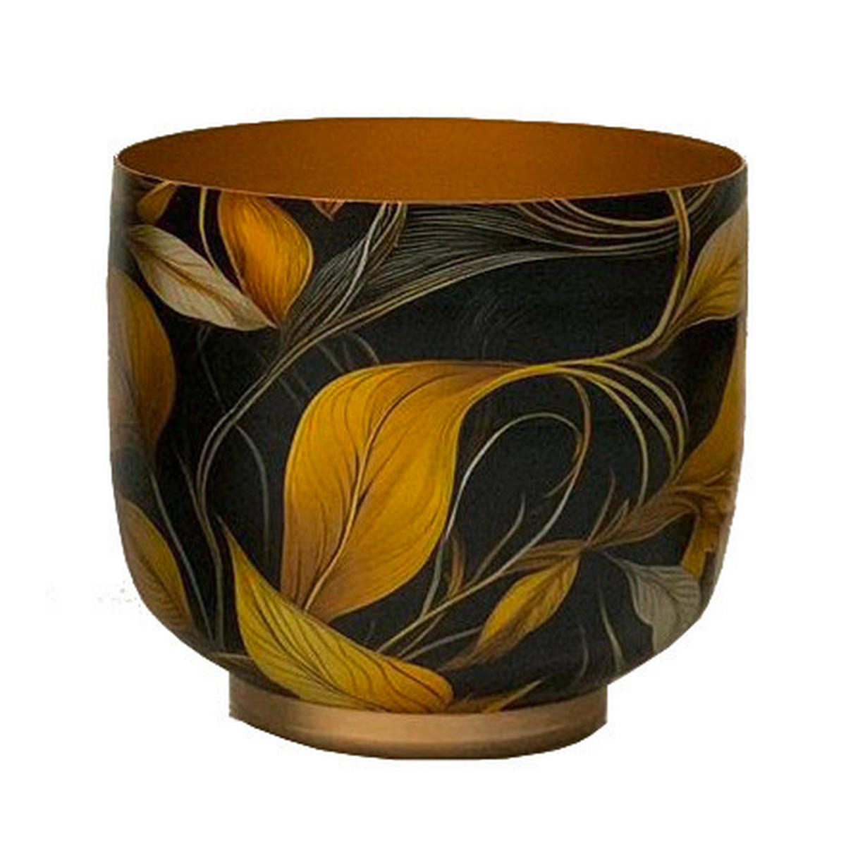 ÜBERTOPF   - Goldfarben/Schwarz, Basics, Metall (13,5/12,5/13,5cm) - Ambia Home
