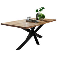 ESSTISCH 200/100/75 cm Echtholz  Holz in verschiedenen Größen erhältlich rechteckig Schwarz, Eichefarben  - Eichefarben/Schwarz, LIFESTYLE, Holz/Metall (200/100/75cm) - Linea Natura