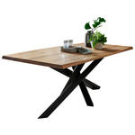 ESSTISCH 200/100/75 cm Echtholz  Holz in verschiedenen Größen erhältlich rechteckig Schwarz, Eichefarben  - Eichefarben/Schwarz, LIFESTYLE, Holz/Metall (200/100/75cm) - Linea Natura