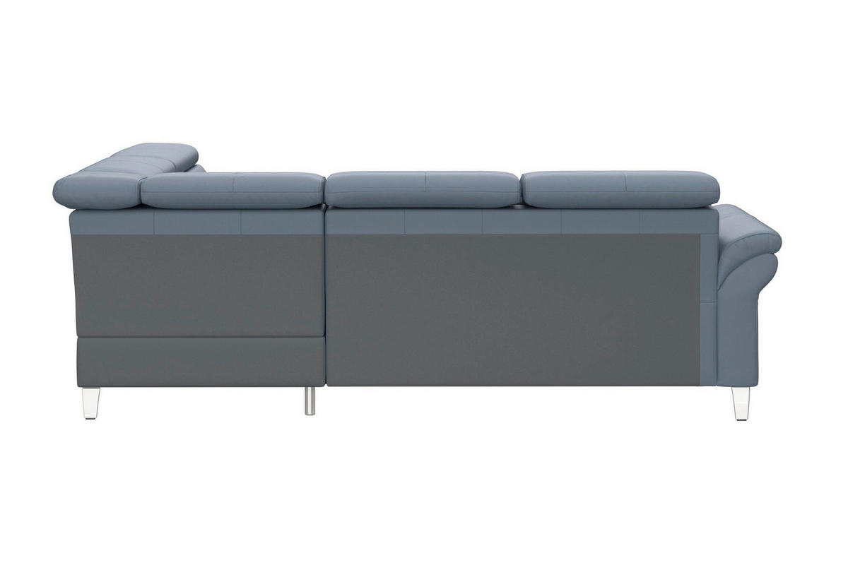 ROHOVÁ SEDAČKA, textil, koža, sivomodrá - sivomodrá/chrómová, Basics, kov/koža (245/194cm) - Sit & More