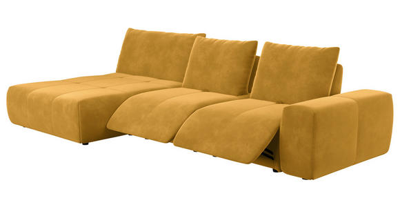 ECKSOFA in Velours Currygelb  - Currygelb/Schwarz, Design, Kunststoff/Textil (174/342cm) - Xora