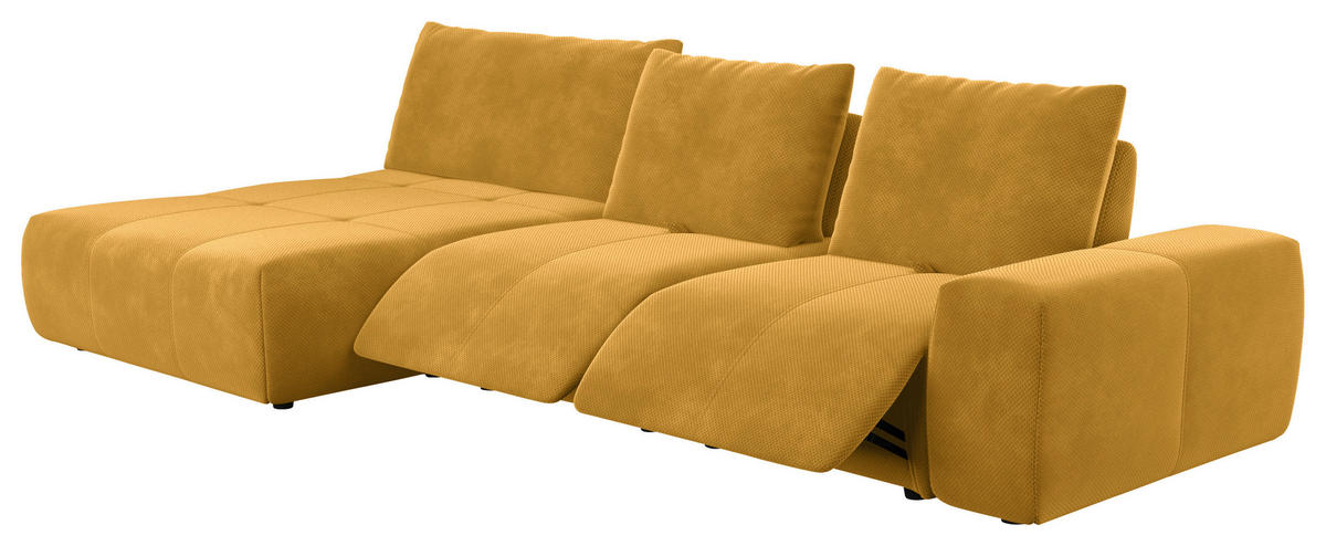 ECKSOFA in Velours Currygelb  - Currygelb/Schwarz, Design, Kunststoff/Textil (174/347cm) - Xora