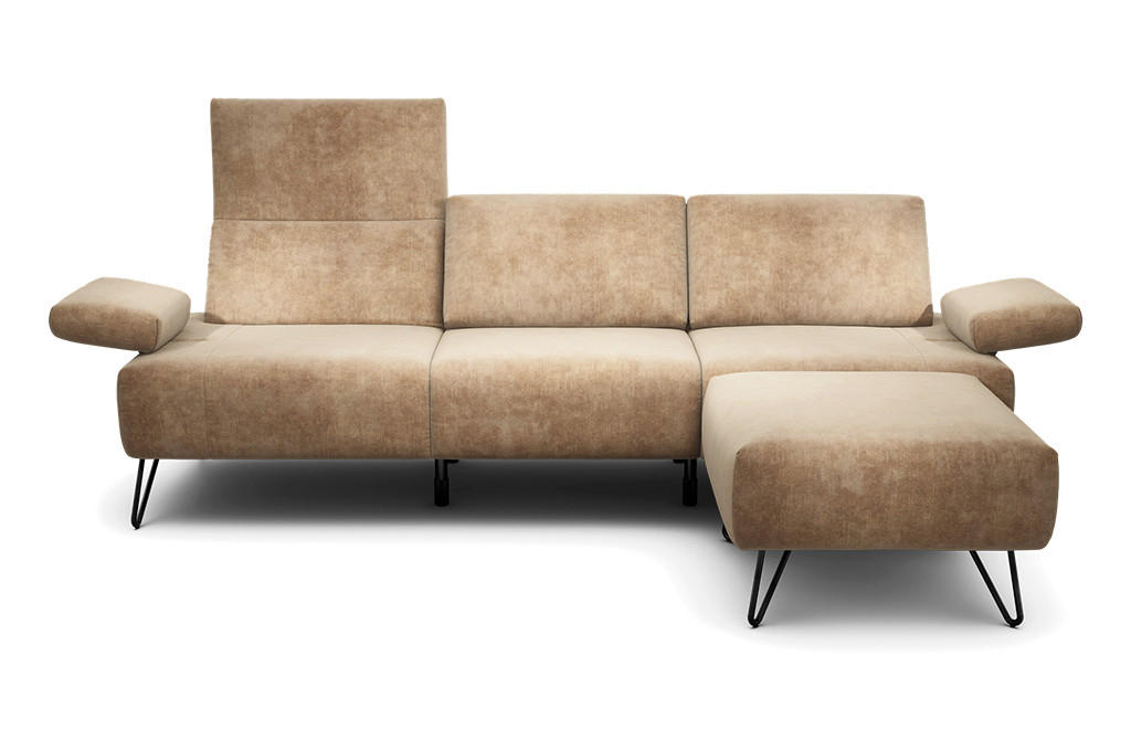 3-SITZER-SOFA Samt Sandfarben  - Sandfarben/Schwarz, Design, Textil/Metall (234-264/85/86-94cm) - SENSOO