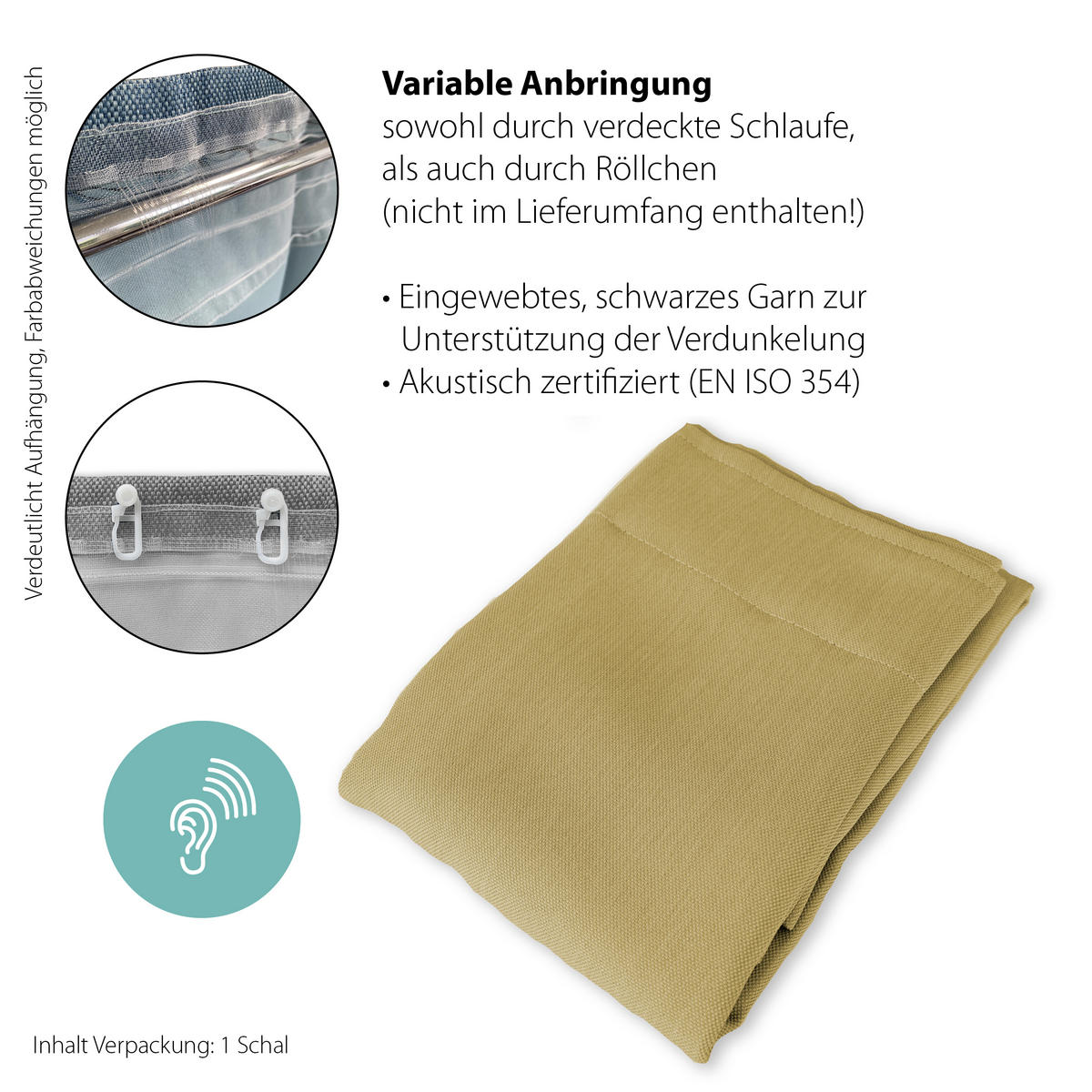 WÄRMESCHUTZVORHANG MILTON Verdunkelung 140/245 cm   - Dunkelgelb, Basics, Textil (140/245cm)