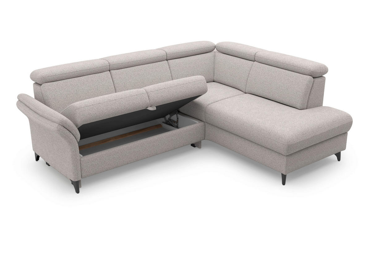 ECKSOFA GLENDALE E in Chenille Silberfarben  247/193 cm  - Silberfarben/Schwarz, KONVENTIONELL, Textil/Metall (247/193cm) - Sit & More