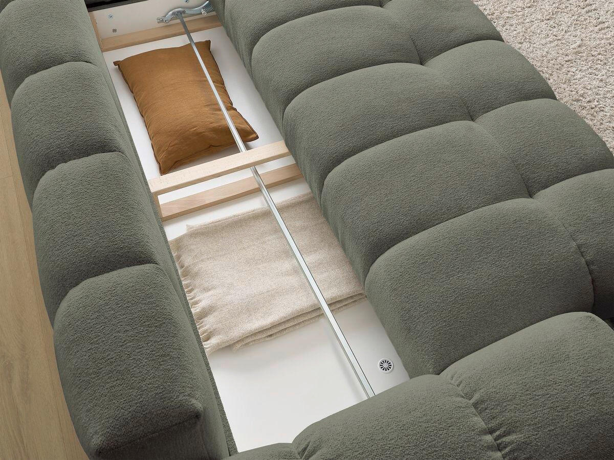 SCHLAFSOFA EVEREST  mit Armteil links, Armteil rechts Flachgewebe Grün  - Schwarz/Grün, MODERN, Kunststoff/Textil (278/115/90cm) - Livetastic