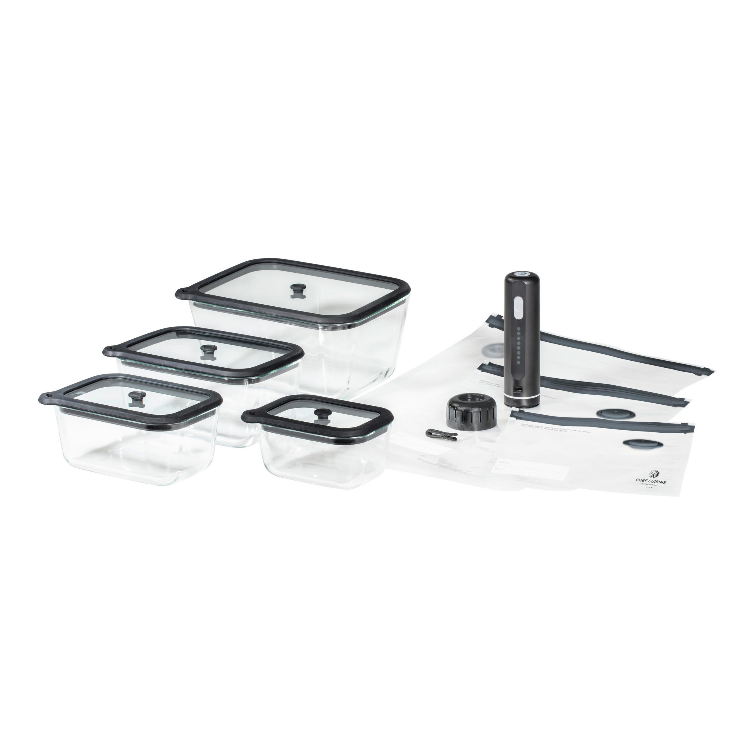 VAKUUMIERSET Vakuum  - Transparent/Schwarz, Basics, Glas/Kunststoff (32/25,5/17cm) - CHEF CUISINE