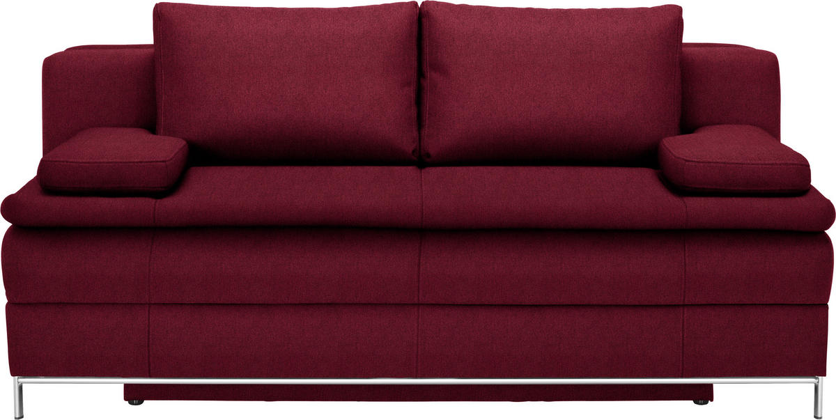 BOXSPRINGSOFA  mit Stoffauswahl Webstoff Bordeaux  - Chromfarben/Bordeaux, Design, Textil/Metall (200/93/107cm) - Novel