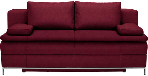 BOXSPRINGSOFA Webstoff Bordeaux - Chromfarben/Bordeaux, Design, Textil/Metall (200/93/107cm) - Novel
