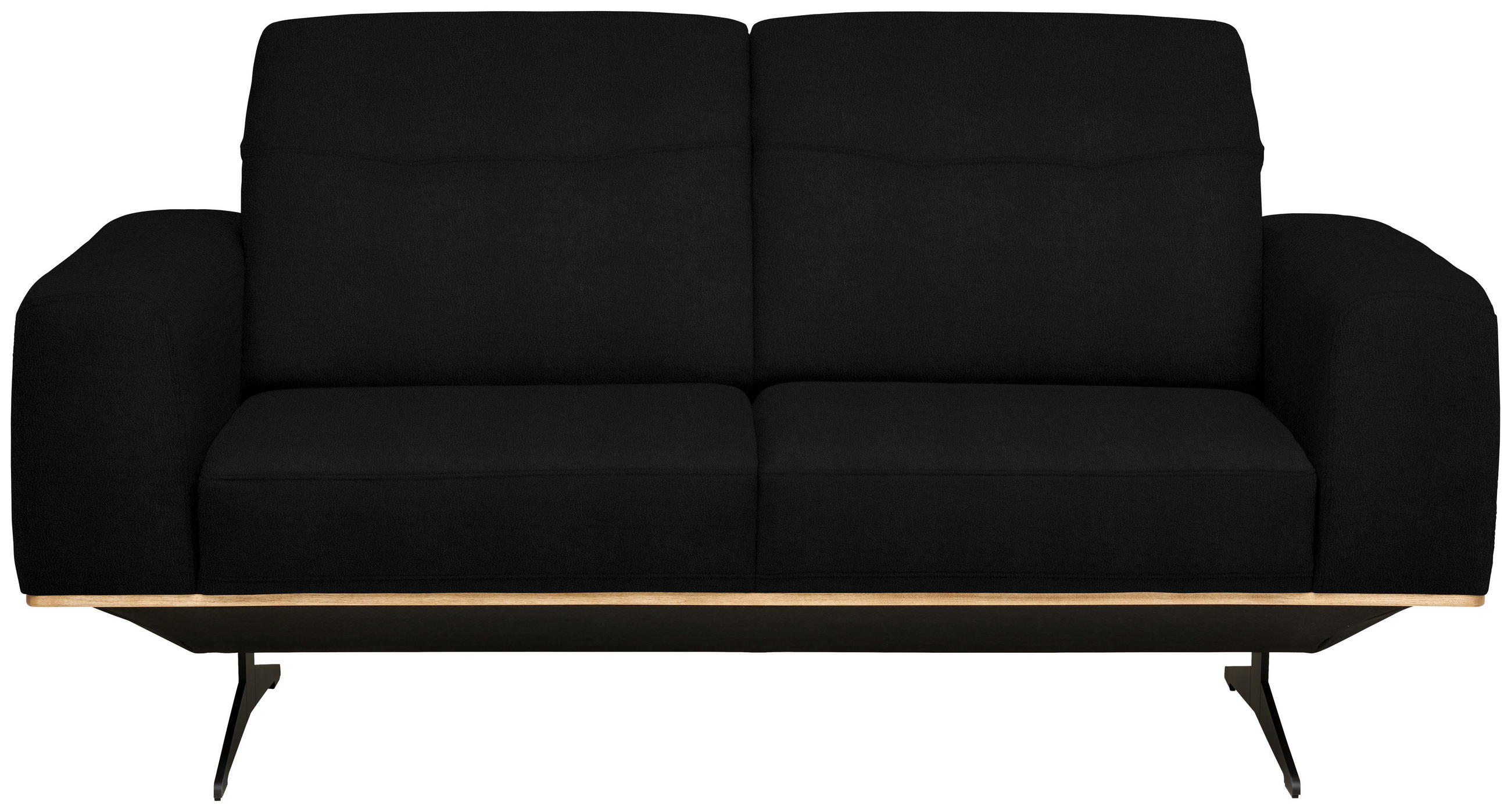 3-SITZER-SOFA in Echtleder Schwarz  - Schwarz, Design, Leder/Holz (205/76-97/102cm) - Novel