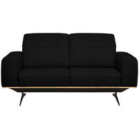 3-SITZER-SOFA in Echtleder Schwarz  - Schwarz, Design, Leder/Holz (205/76-97/102cm) - Novel