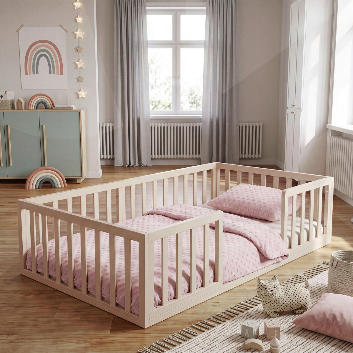 BODENBETT 70/140 cm  in Kaschmir  - Hellbraun/Kaschmir, Basics, Holzwerkstoff (70/140cm) - Roba