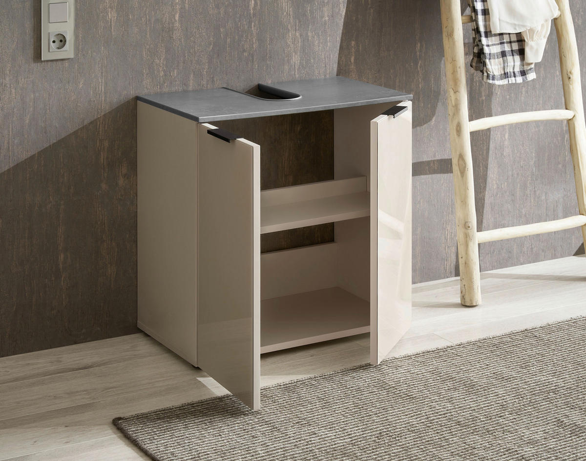 WASCHBECKENUNTERSCHRANK 60/60/35 cm  - Kaschmir/Anthrazit, Lifestyle, Glas/Holzwerkstoff (60/60/35cm) - home24