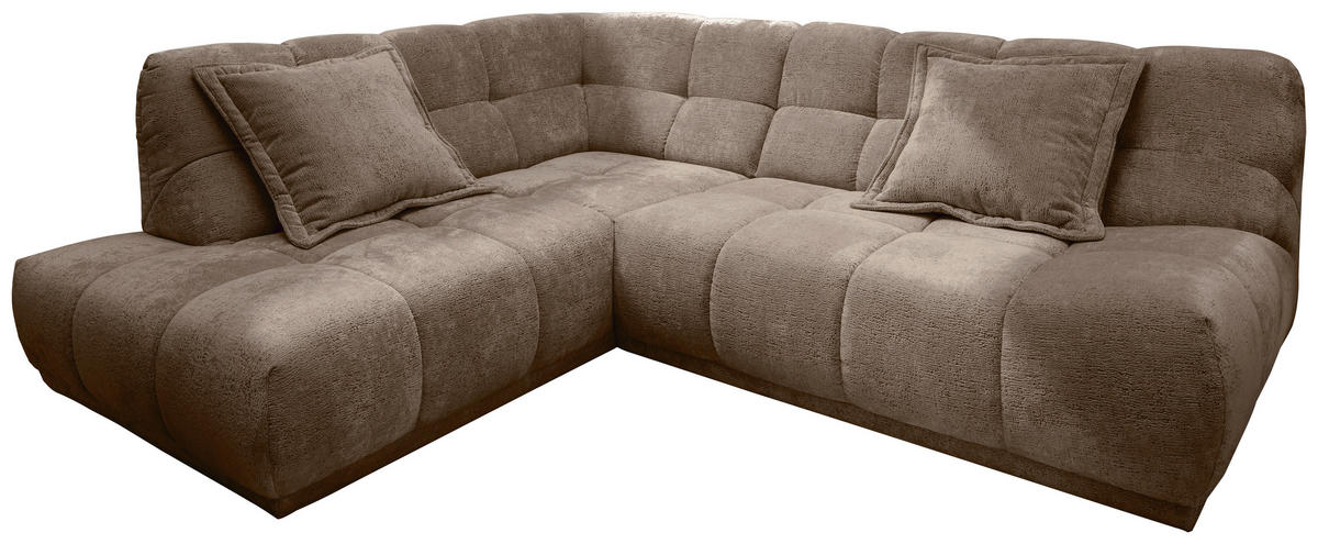 ECKSOFA ITALIA in Chenille Braun  203/254 cm  - Schwarz/Braun, MODERN, Kunststoff/Textil (203/254cm) - Livetastic