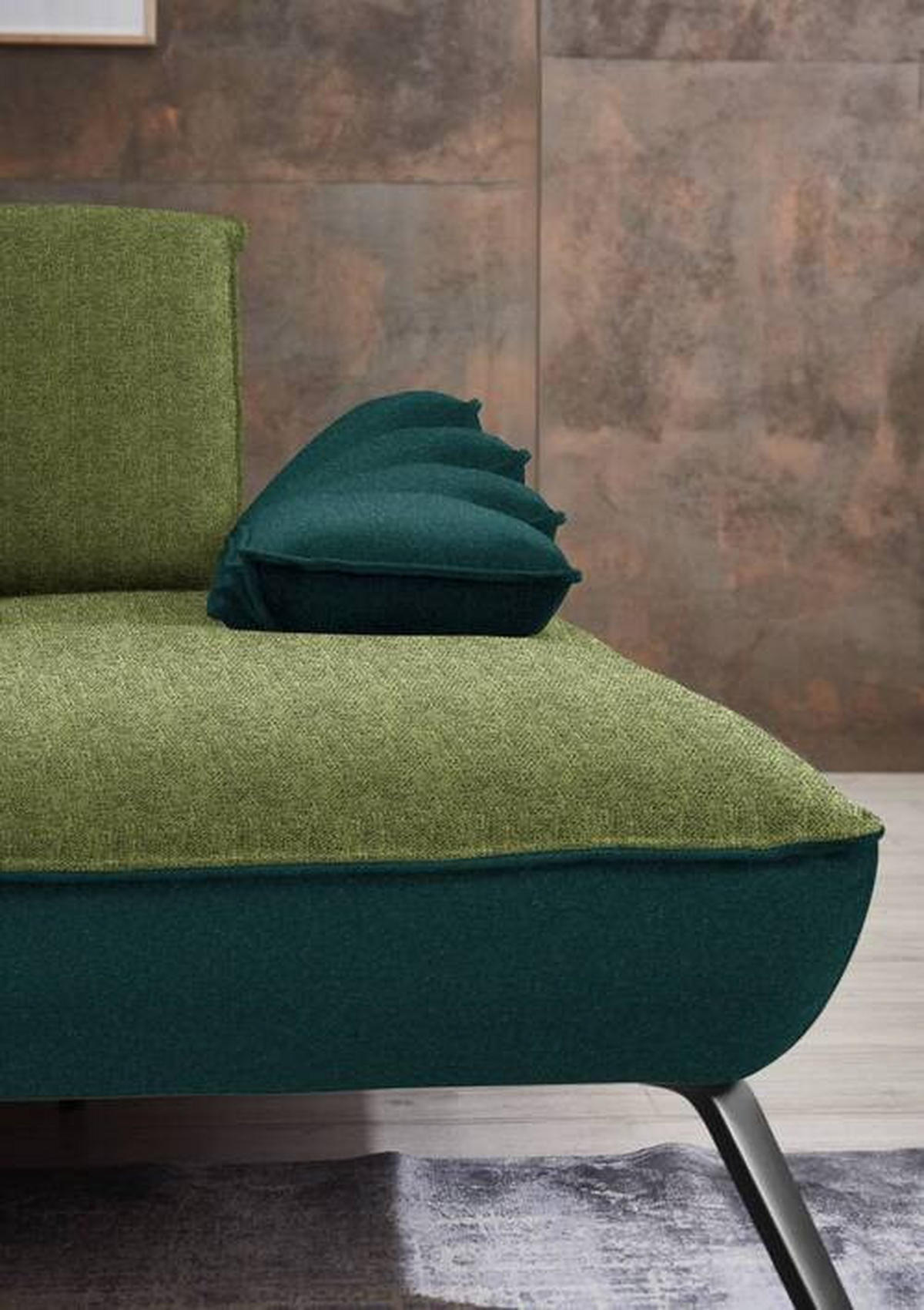 ECKSOFA in Flachgewebe Grün  - Schwarz/Grün, Design, Textil/Metall (301/191cm) - Moderano