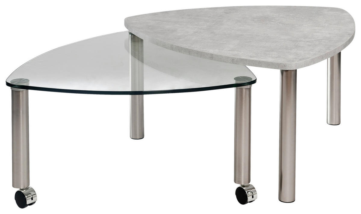COUCHTISCH ESG 85/85/39-44 cm Freiform Grau, Nickelfarben  - Edelstahlfarben/Grau, MODERN, Glas/Holzwerkstoff (85/85/39-44cm)