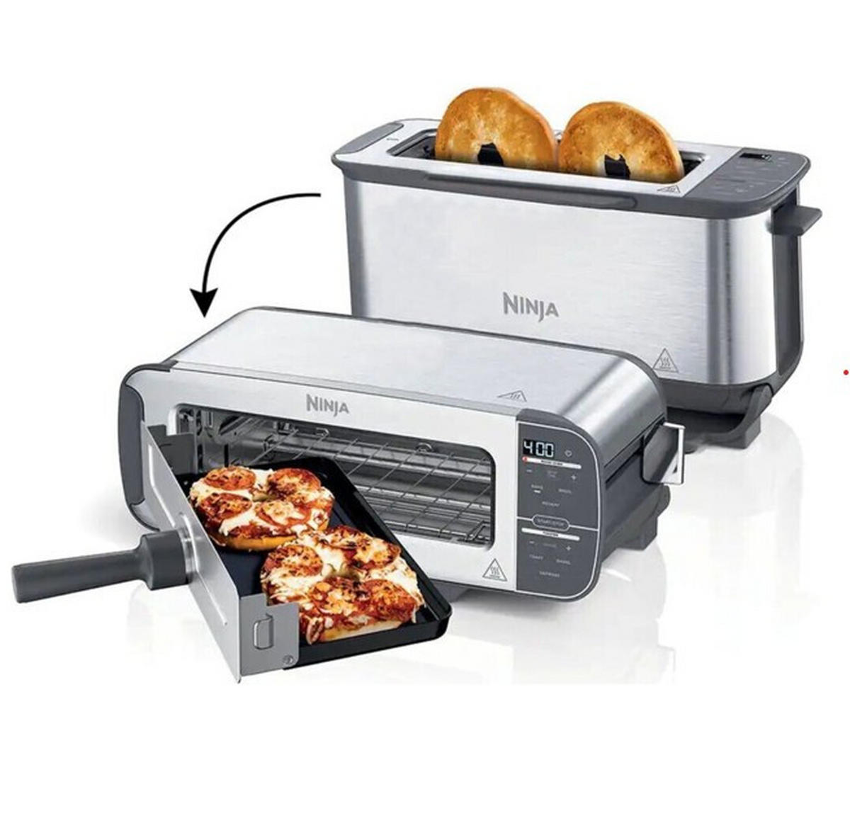 TOASTER NINJA  - Grau Hochglanz/Hellgrau, Basics, Metall (42/15/22cm)