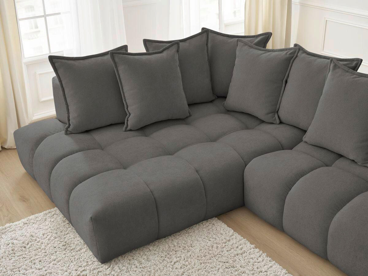 ECKSOFA Ottomane links  EVEREST Dunkelgrau Struktur  - Dunkelgrau/Schwarz, MODERN, Kunststoff/Textil (210/352cm)