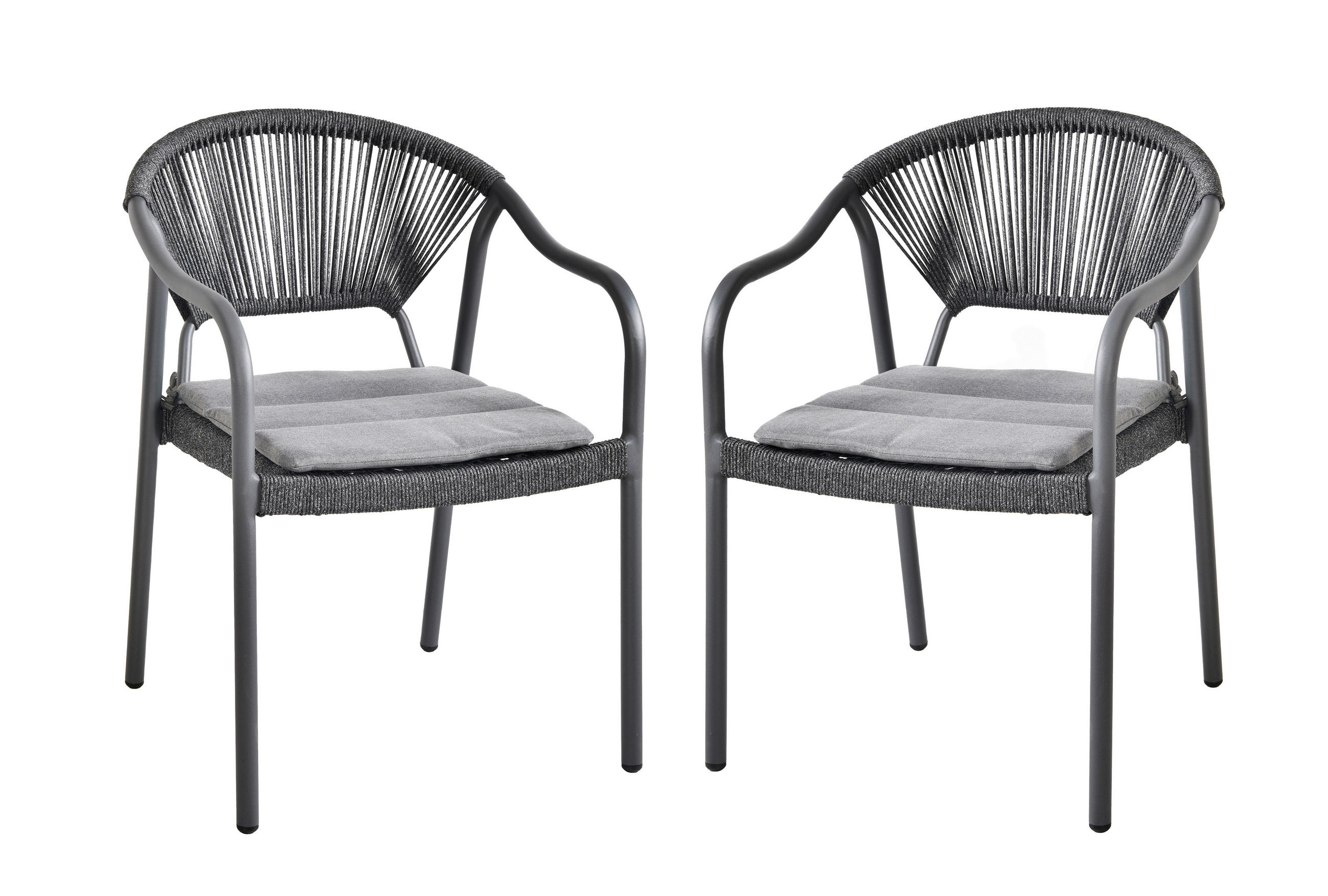 GARTENSTUHL-SET Aluminium Anthrazit, Grau  - Anthrazit/Grau, MODERN, Kunststoff/Metall (63/82,5/57cm) - Gardenson