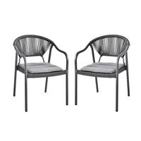 GARTENSTUHL-SET Aluminium Anthrazit, Grau  - Anthrazit/Grau, MODERN, Kunststoff/Metall (63/82,5/57cm) - Gardenson